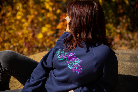 Navy Blue Fem Crop Sweatshirt